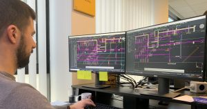 Rebar detailer working on a shop drawings